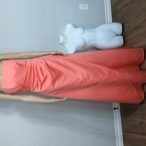 David's Bridal Strapless Bridesmaid gown with side brooch size 10